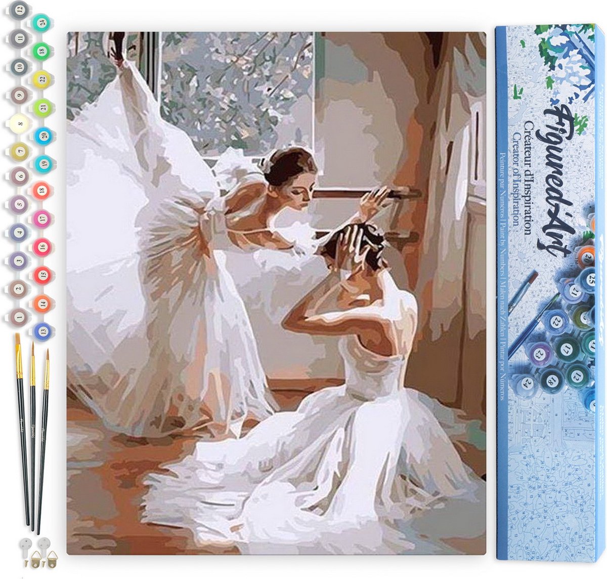 FiguredArt Schilderen op Nummer Volwassenen canvas Toekomstige ballerinas - Handwerk acrylverf Kit DIY Compleet - 40x50cm zonder frame